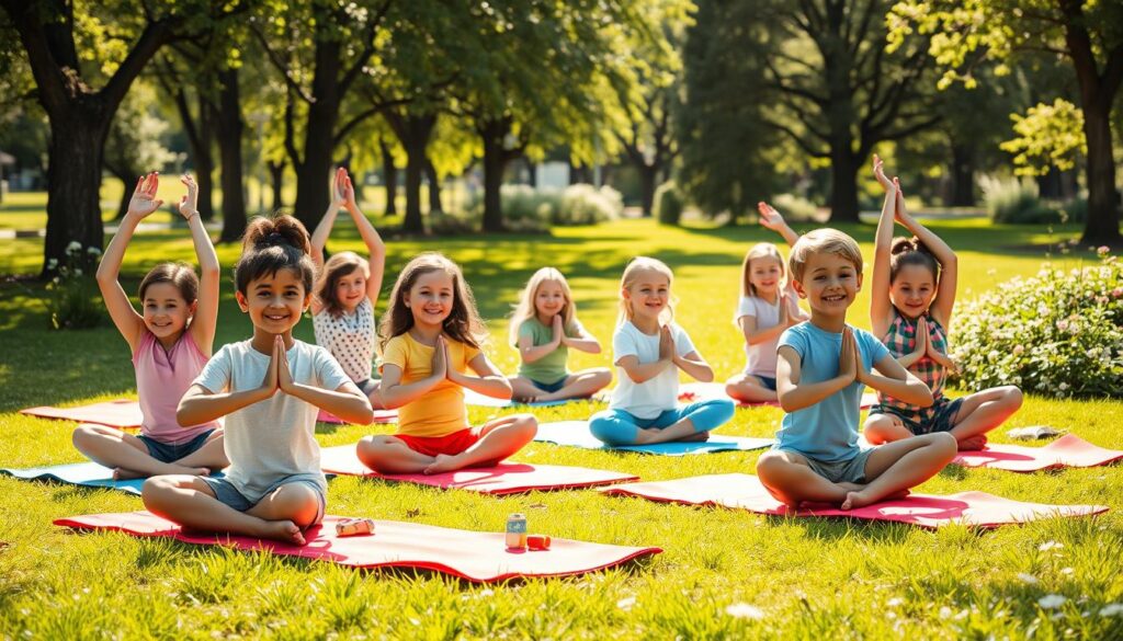 Kids Practicing Mindfulness Yoga